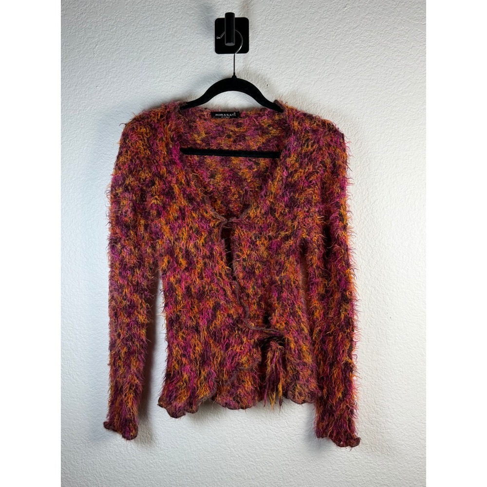 Women Fuzzy Eyelash Knit Tie Front Cardigan Whimsigoth Fairy Grunge Y2K Indie